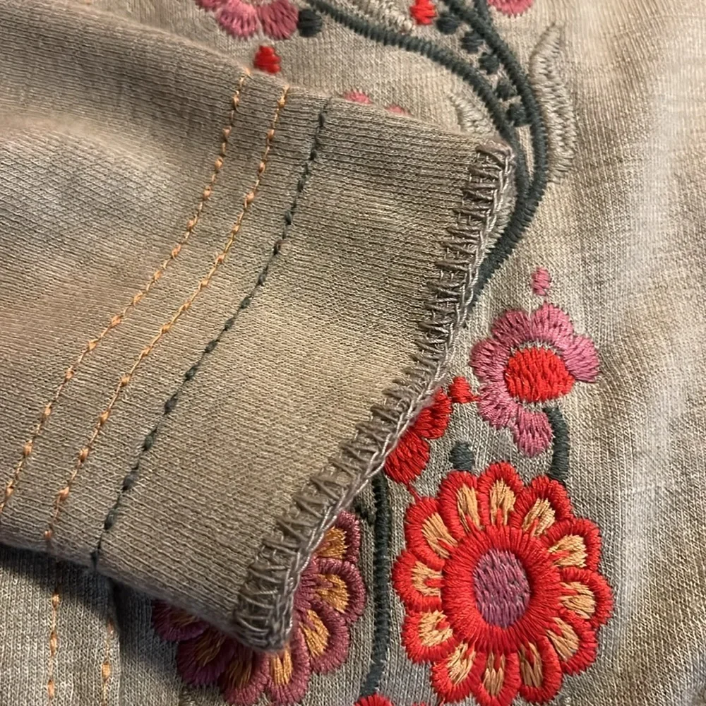 paparazzi Sage Green Hooded Embroidered Cardigan with Pink Floral Accents - Picture 11 of 11